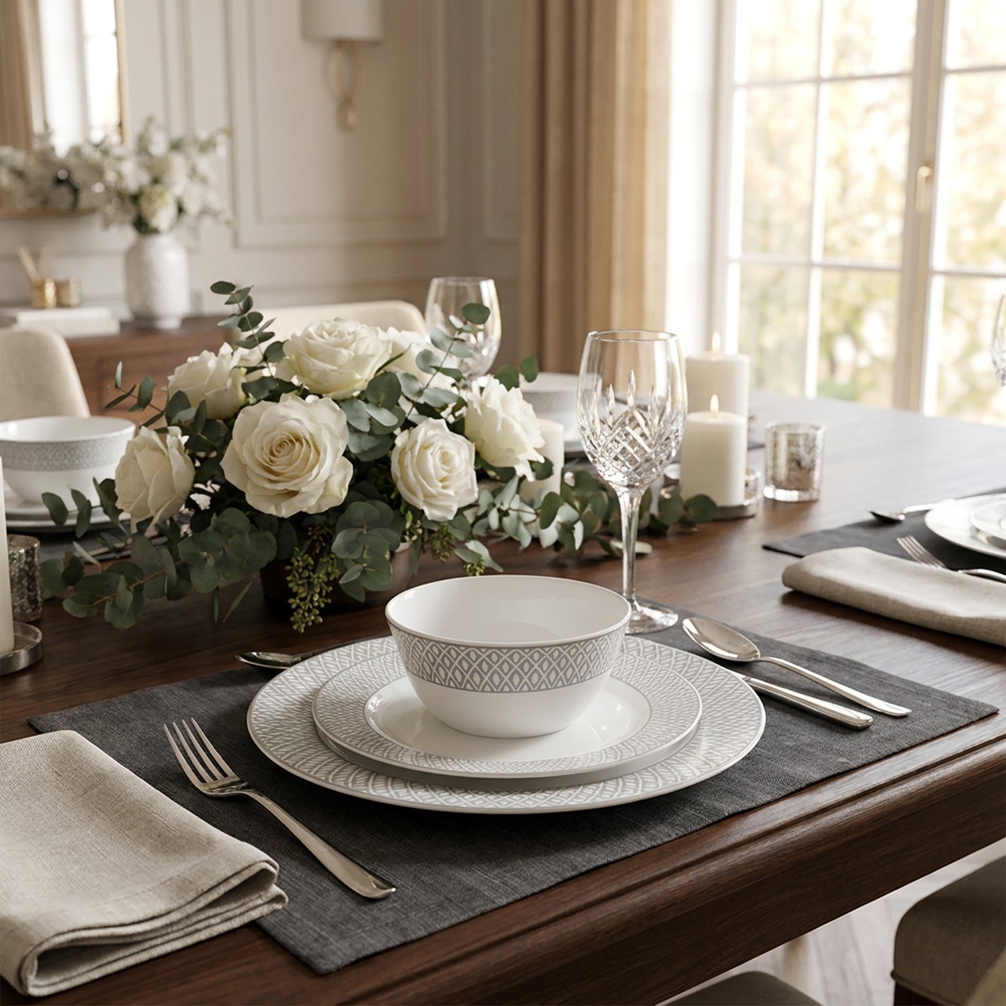 La Opala Velvet 12 Piece Dinner Set Tudor Grey