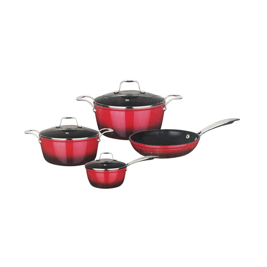 Legend 7 Piece Ruby Chef Aluminium Cookware Set Red