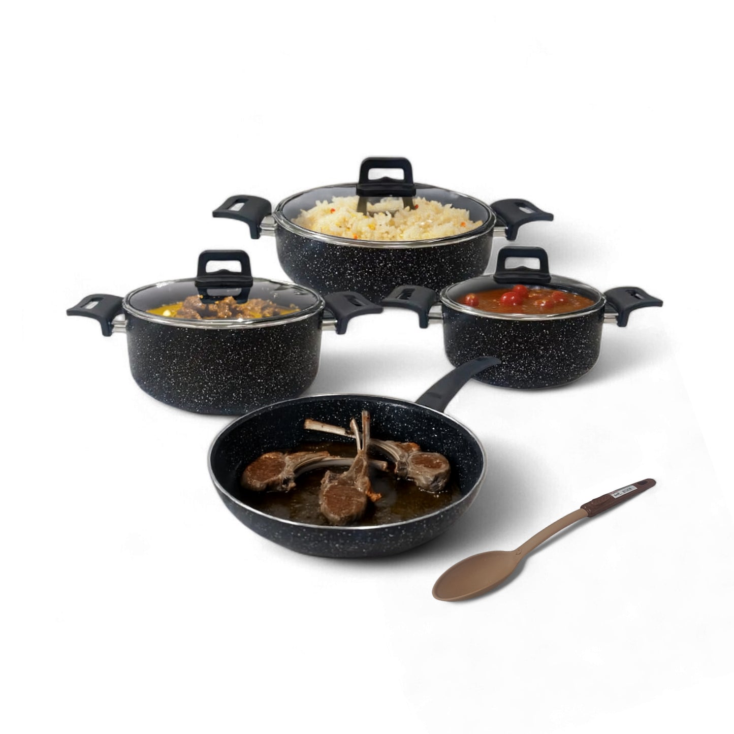 Leydi 7 Piece Pot Set Black