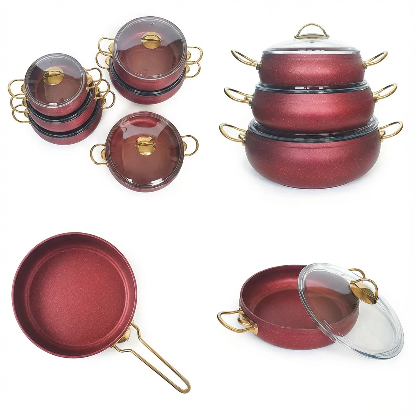 Leydi Elite 9 Piece Cookware Set Red