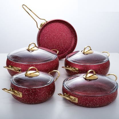 Leydi Elite 9 Piece Cookware Set Red
