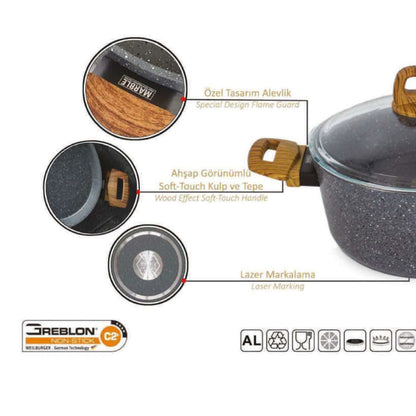 Leydi Natura Kısa 24cm Low Casserole Grey