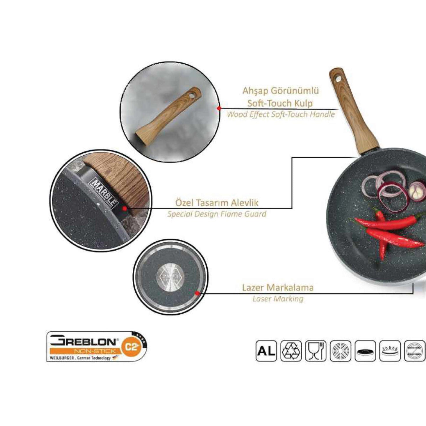 Leydi Natura 18cm Fry Pan Grey