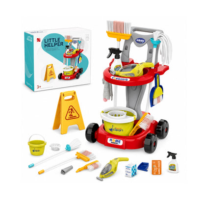Little Helper Cleaning Cart Set with Vacuum Cleaner Red