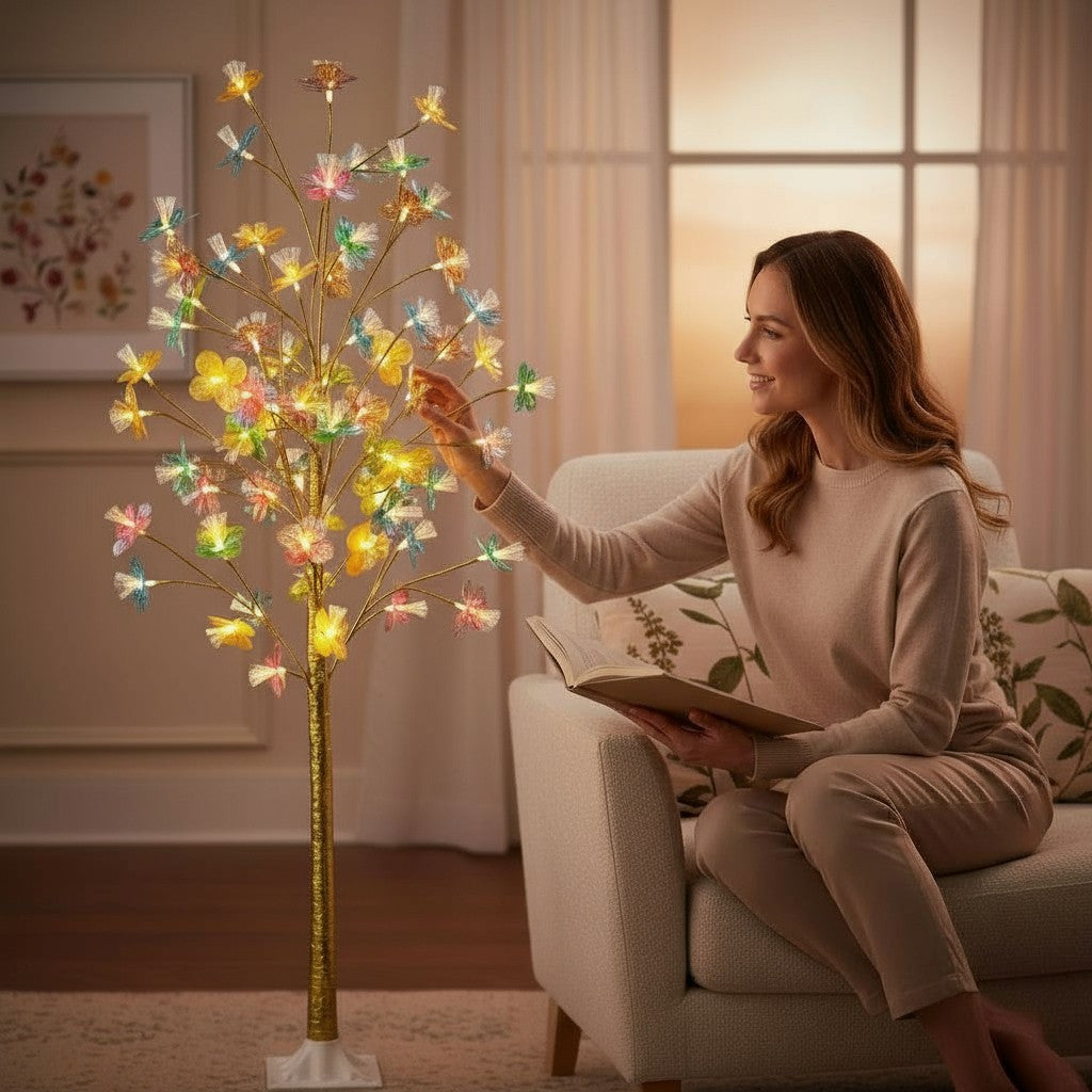 1.2m LED Tree with Flowers Multicoloured