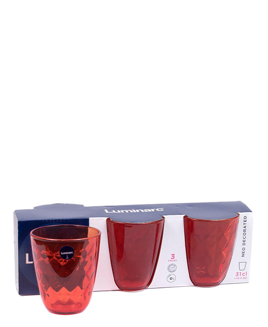 Luminarc 3 Piece Neo Decorated Tumbler Set - Red