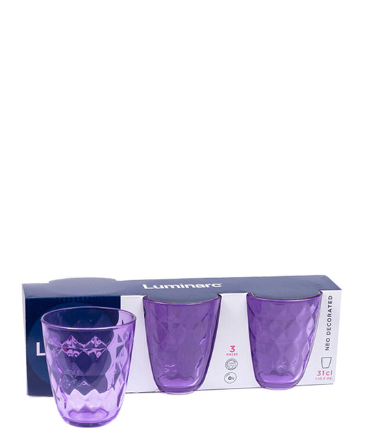 Luminarc 3 Piece Neo Decorated Tumbler Set - Purple