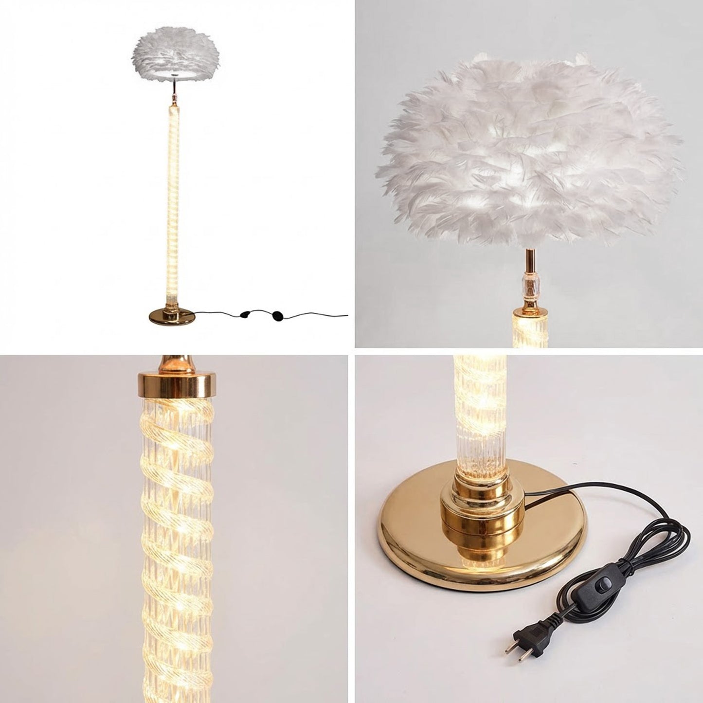 Feather Design LED Floor Lamp White
