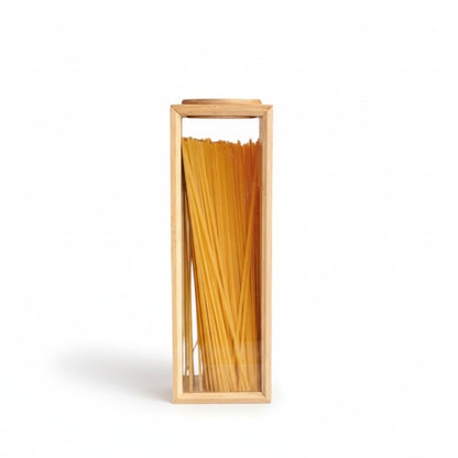 Bamboo Pasta Canister Clear