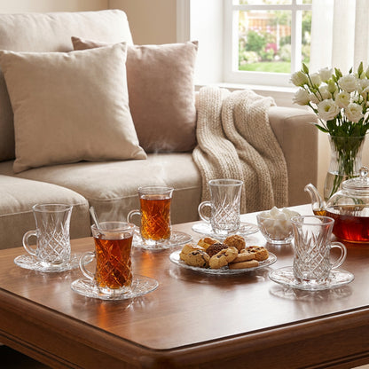 12 Piece Cup & Saucer Set Clear