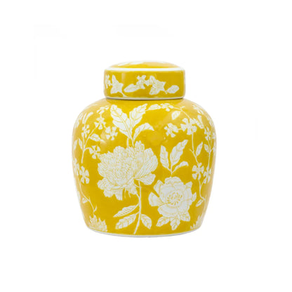 Urban Decor 24 x 21cm Ginger Jar Yellow & White