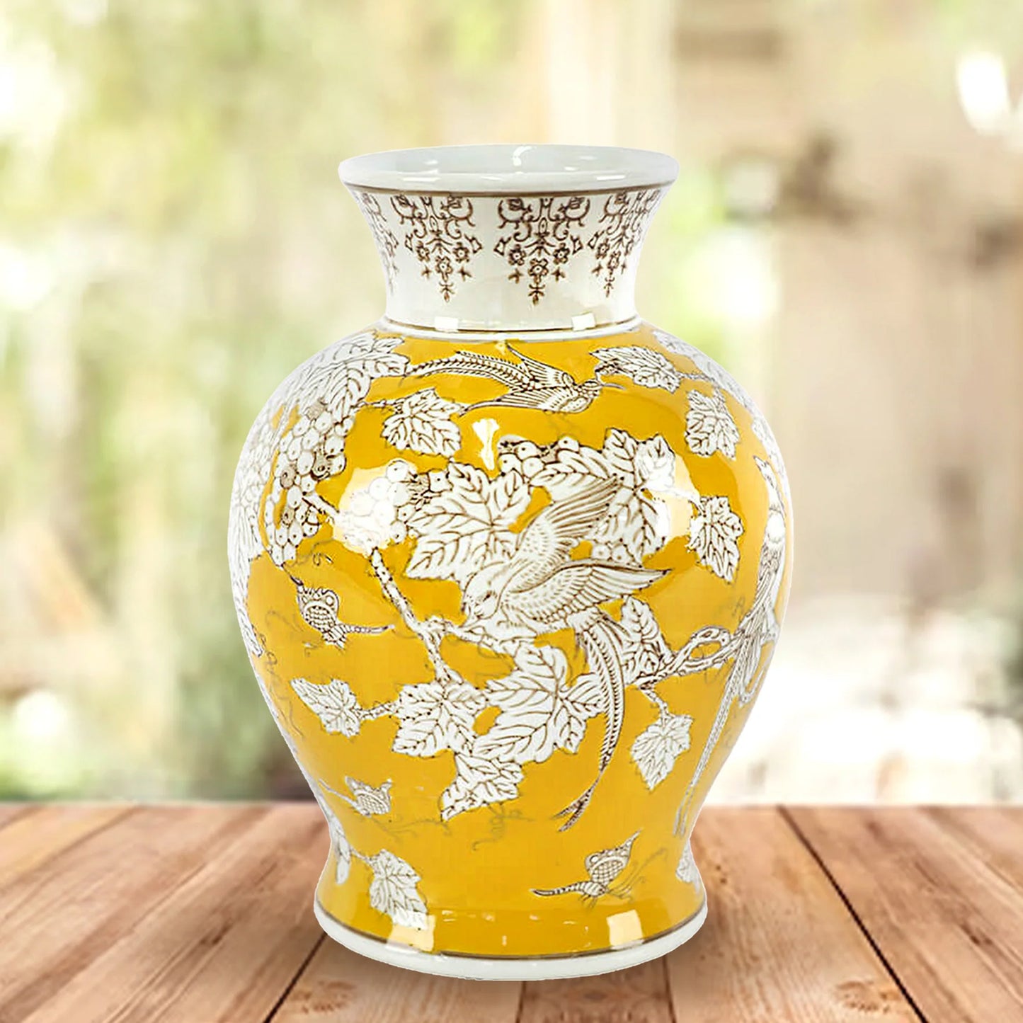 Urban Decor Bird Vase Yellow & White