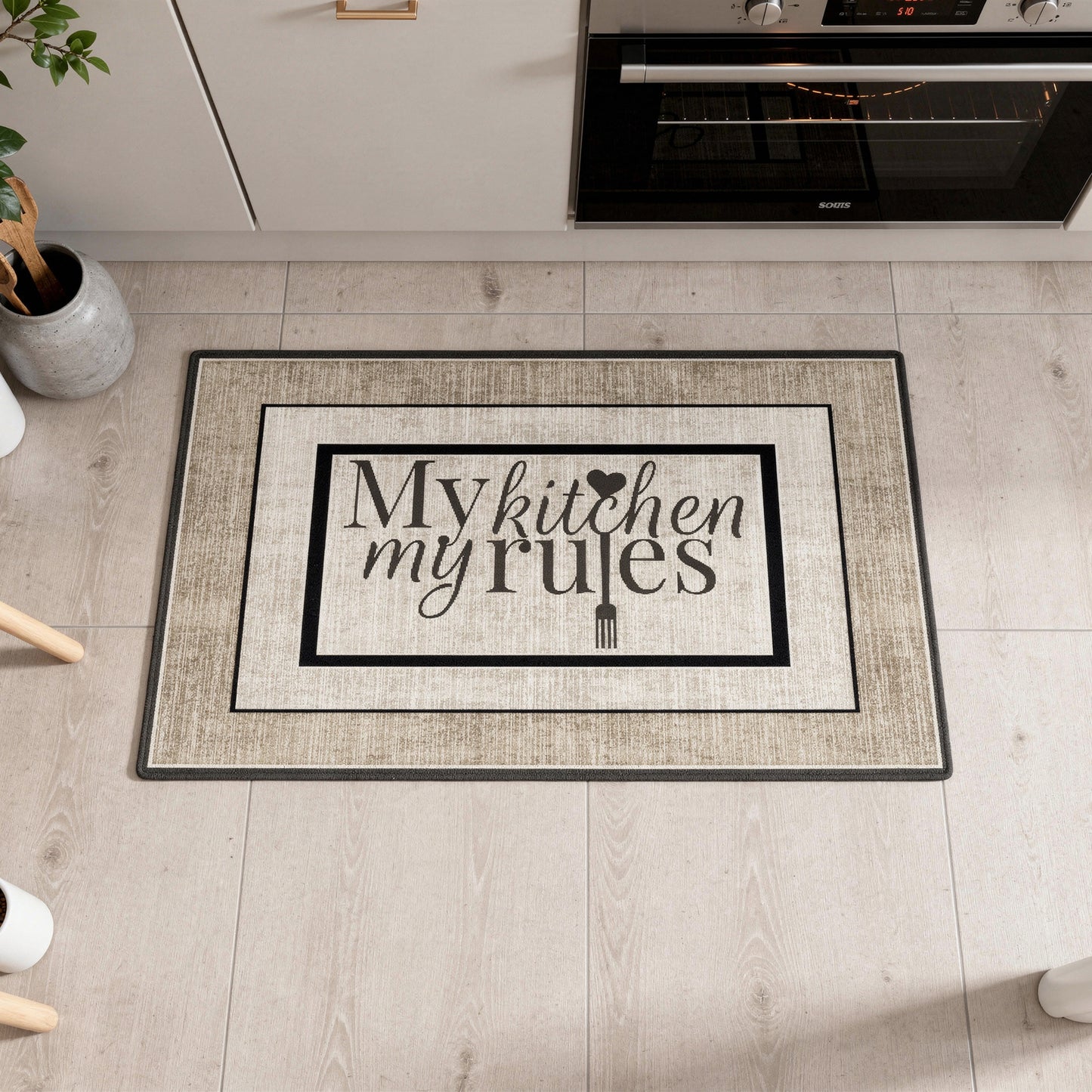 "My Kitchen, My Rules" 50 x 80cm Kitchen Mat Brown