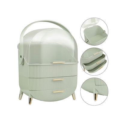 Antalya Cosmetic Organiser with 2 Drawers Green