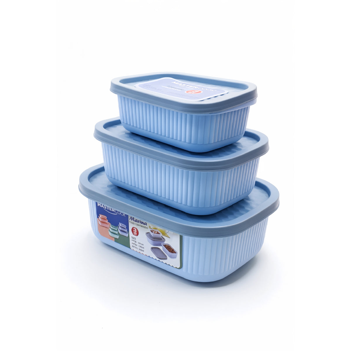 Mastercook Marina 3 Piece Rectangular Container Set Blue