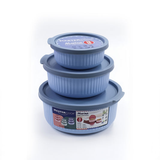 Mastercook Marina 3 Piece Round Container Set Blue