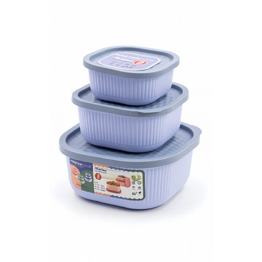 Mastercook Marina 3 Piece Square Container Set Blue