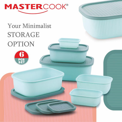 Mastercook Marina 6 Piece Rectangular Container Set Green