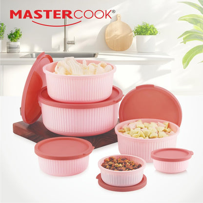 Mastercook Marina 6 Piece Round Container Set Pink