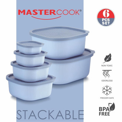 Mastercook Marina 6 Piece Square Container Set Blue
