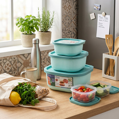 Mastercook Marina 3 Piece Square Container Set Green