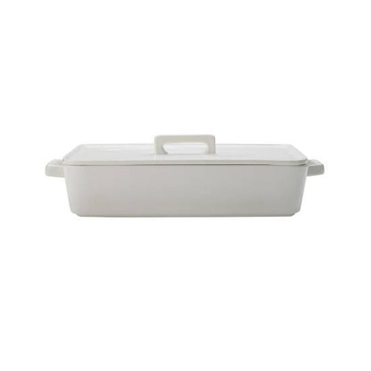 Maxwell & Williams Epicurious 32cm Rectangular Baker with Lid White