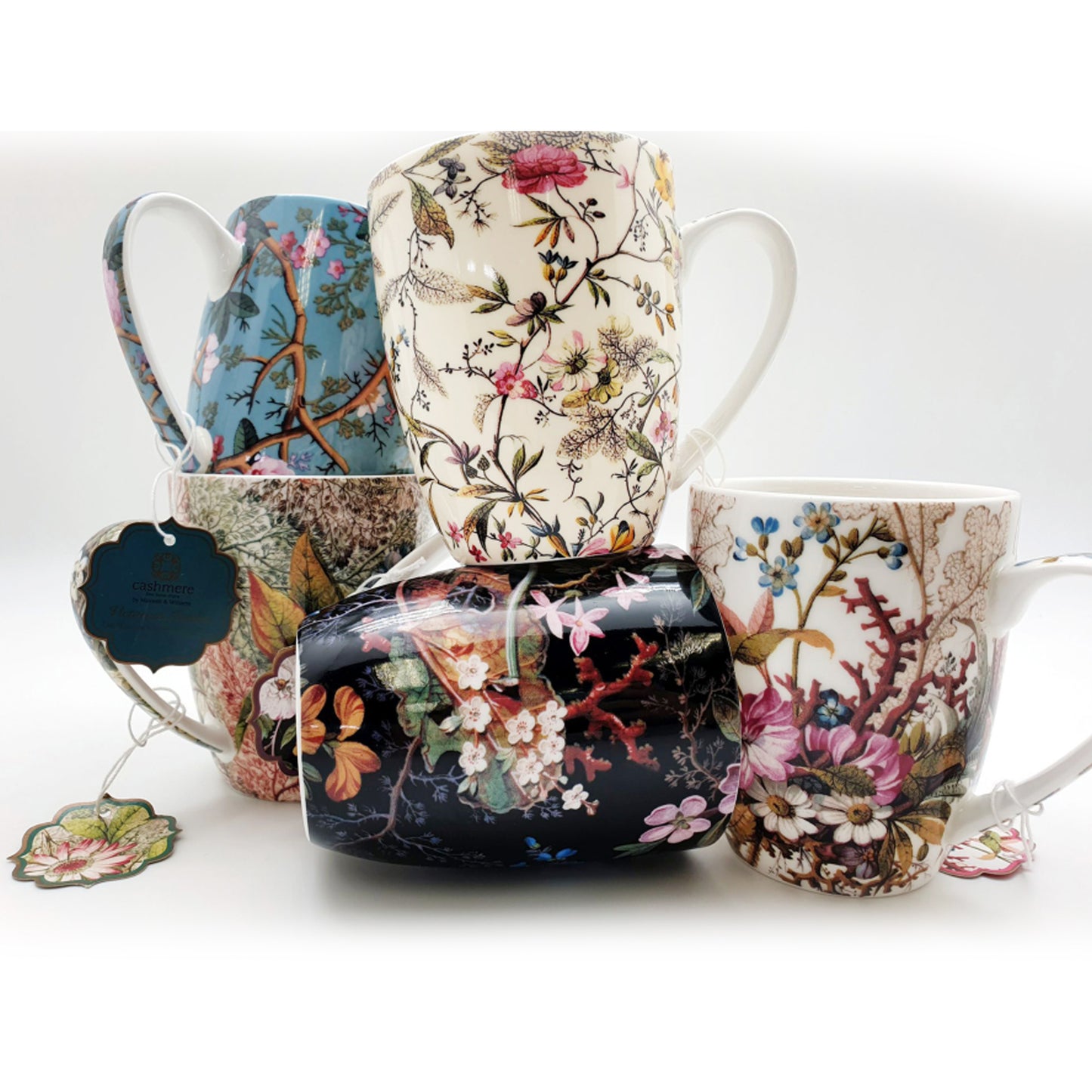 Maxwell & Williams William Kilburn Midnight Blossom 400ml Coupe Mug Multicolored