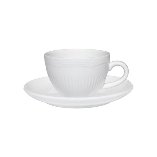 Maxwell & Williams White Basics Rococo 240ml Cup & Saucer Set White