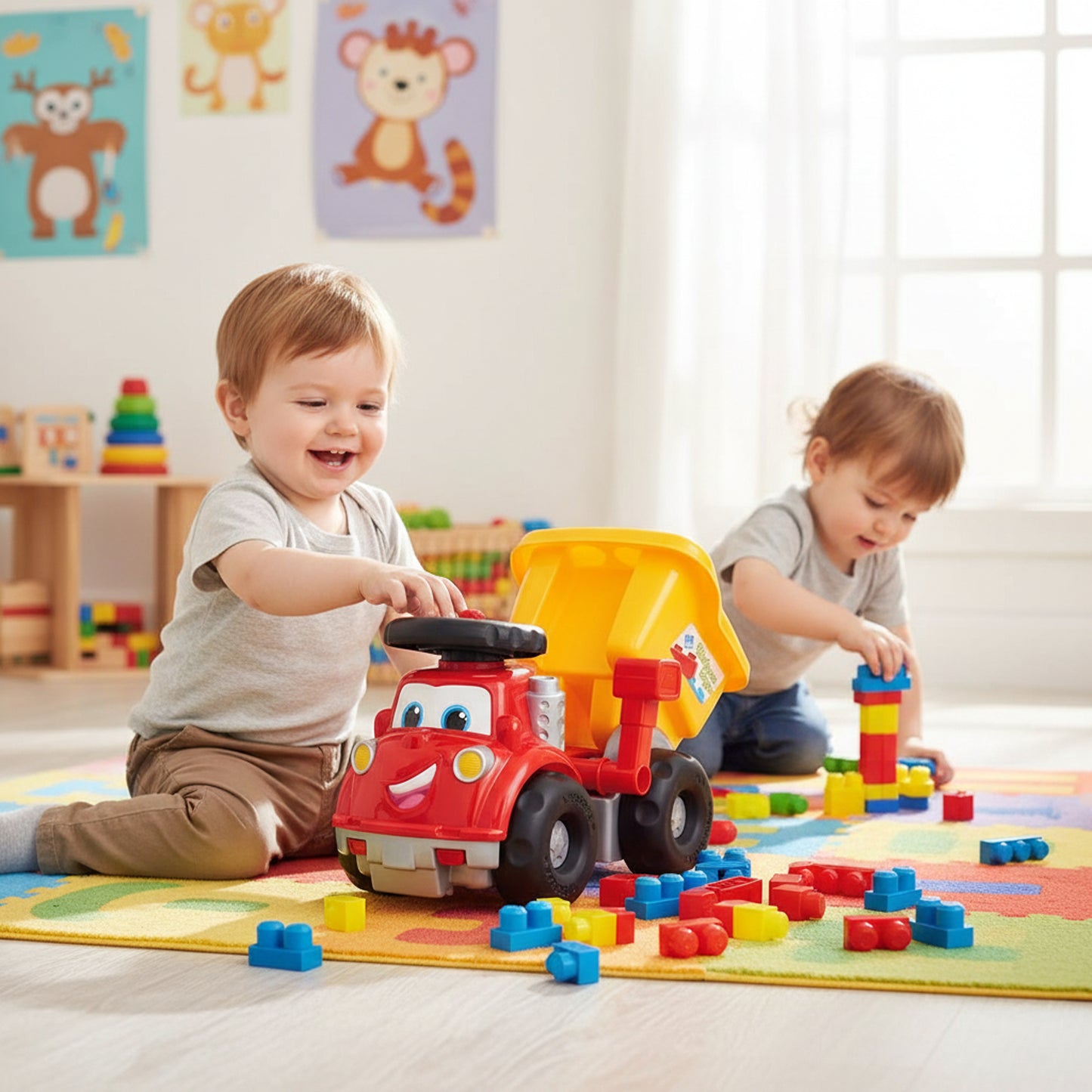 Truck with Building Blocks Red