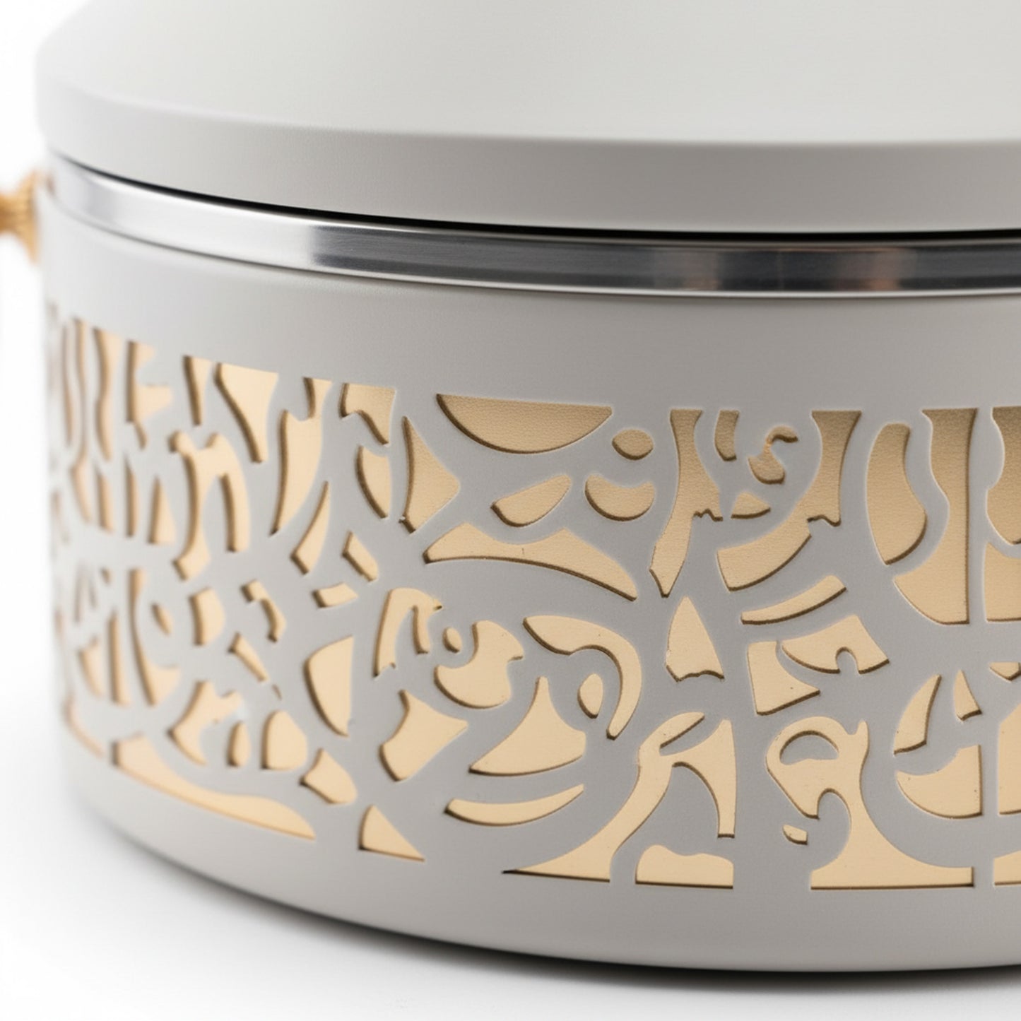 3 Piece Food Warmer Set Gold & White