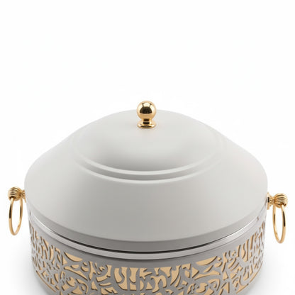 3 Piece Food Warmer Set Gold & White