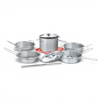 Stainless Steel Toy Cooking Set Silver