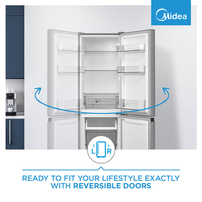 Midea 169L Bottom Freezer Fridge Silver