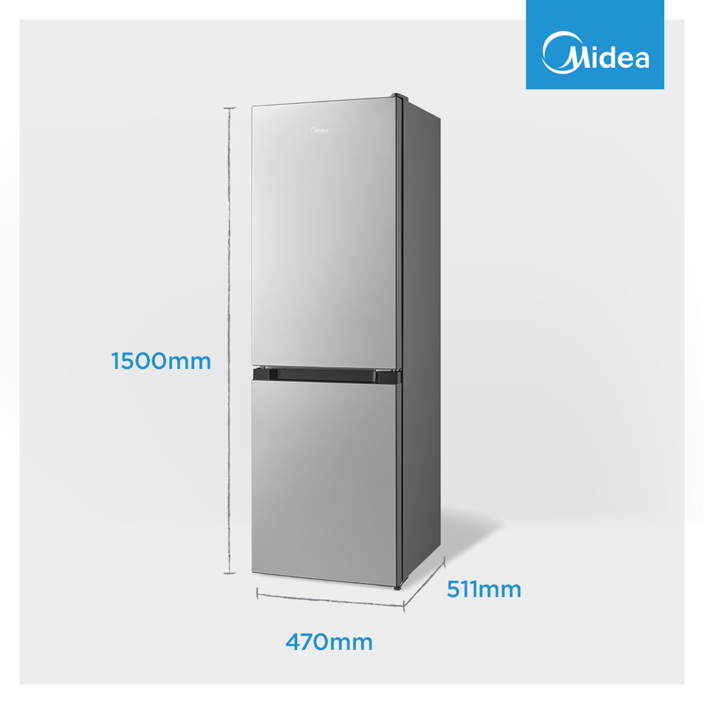 Midea 169L Bottom Freezer Fridge Silver