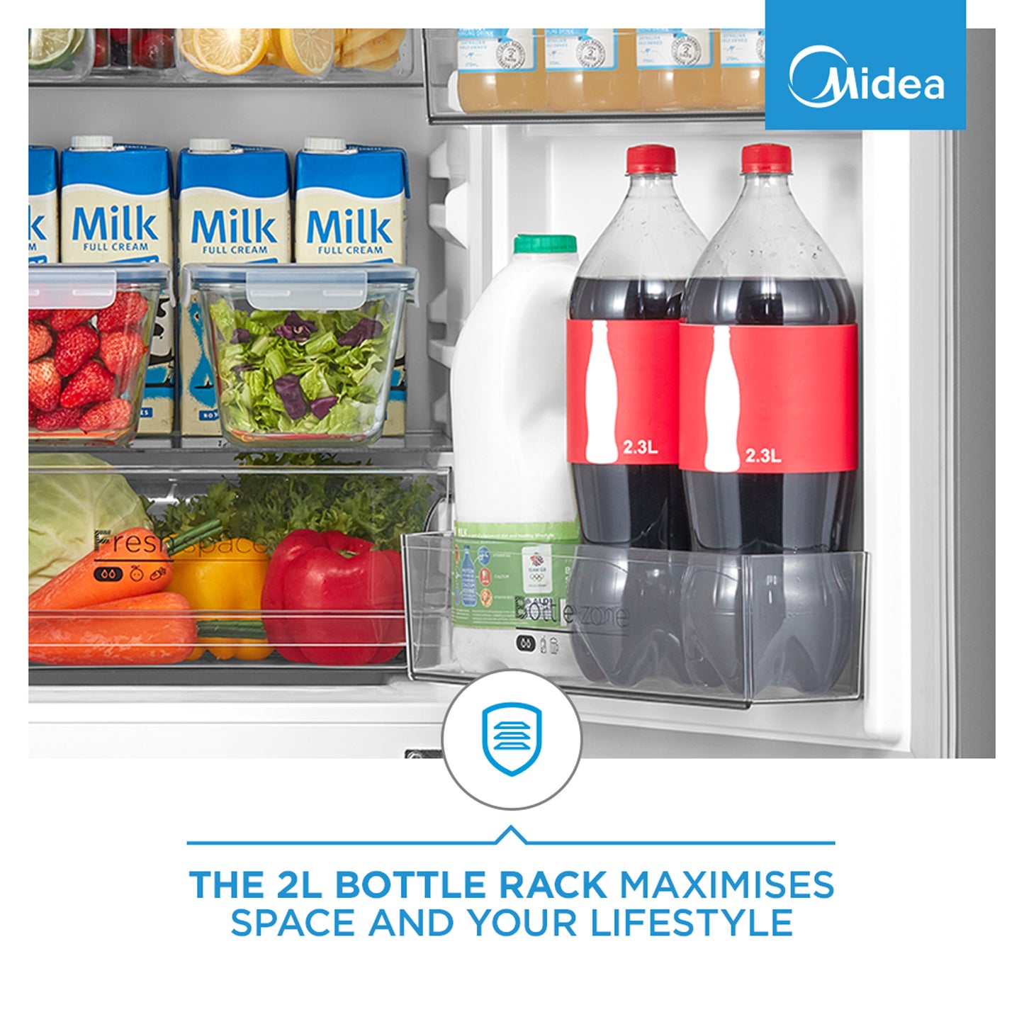 Midea 169L Bottom Freezer Fridge Silver