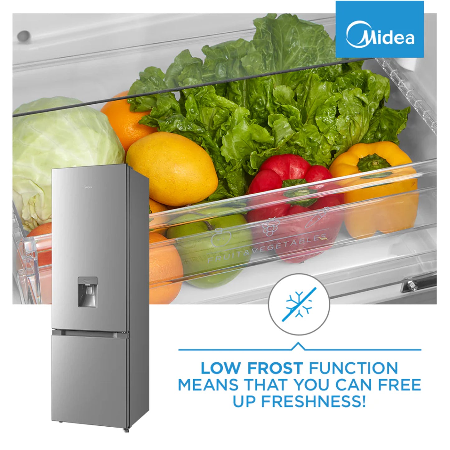 Midea 259l Bottom Mount Freezer Stainless Steel