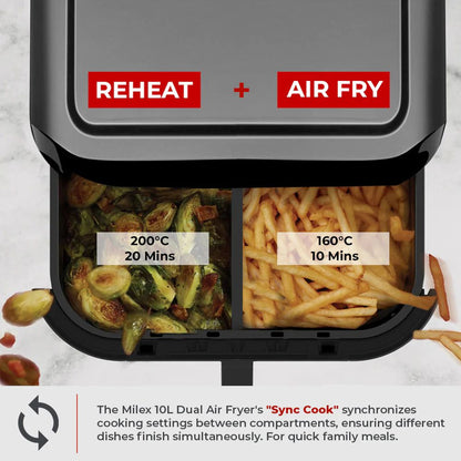 Milex 10Lt Dual Air Fryer Black
