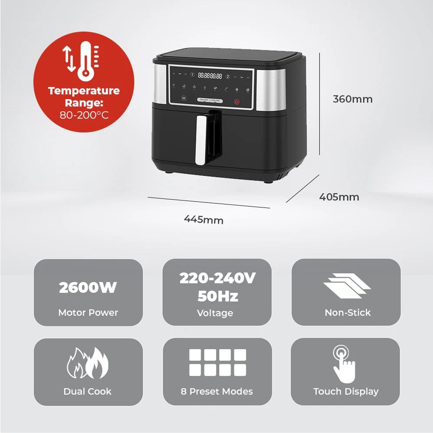 Milex 10Lt Dual Air Fryer Black