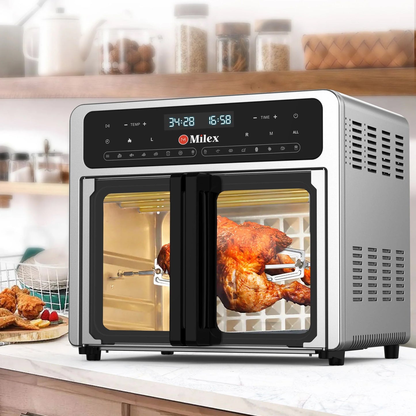 Milex 24Lt Deluxe Rotisserie Airfryer Black & Silver