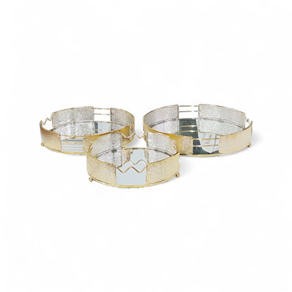 The Venice 3 Piece Mirror Tray Set Gold