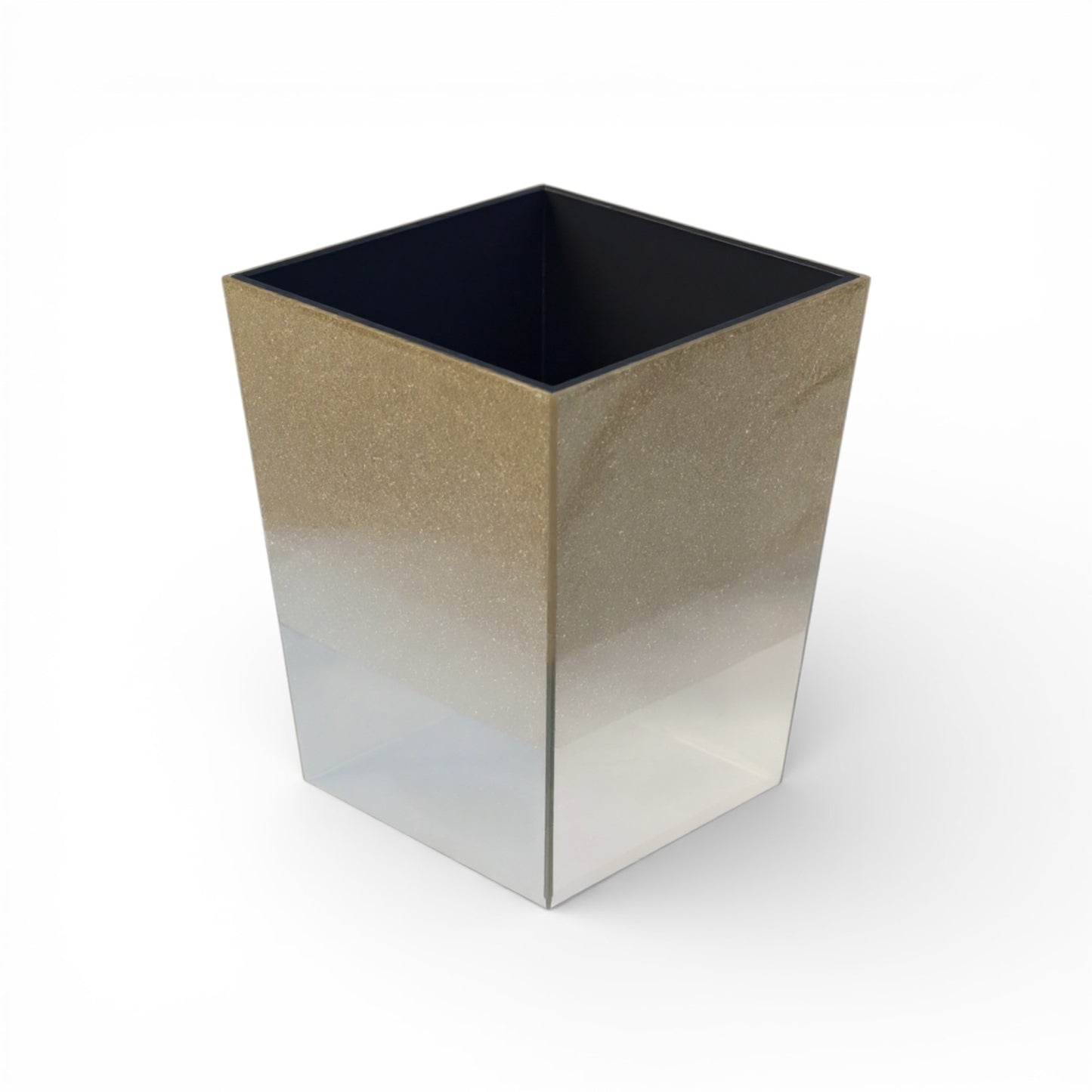 Glass Glitter Dustbin Gold