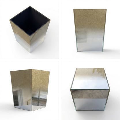 Glass Glitter Dustbin Gold