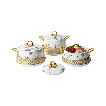 Kitchen Life 3 Piece Stainless Steel Hot Pot Set Marble
