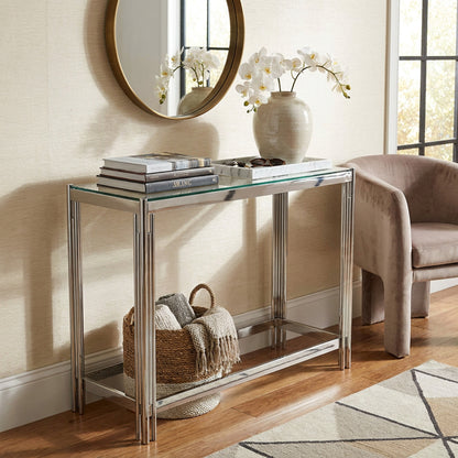 Modern Glass Console Table Chrome