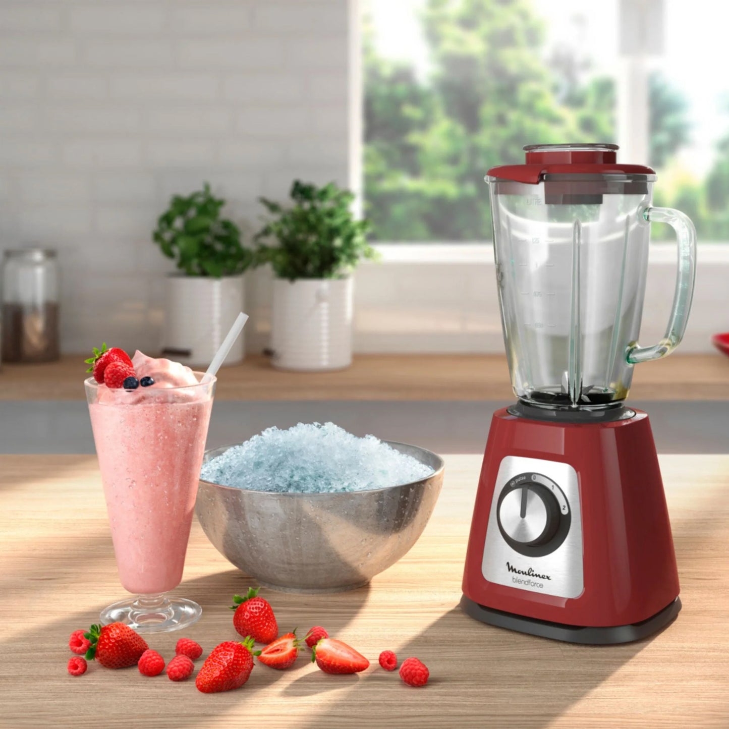 Moulinex Blendforce 2 800W Glass Jug Blender Red