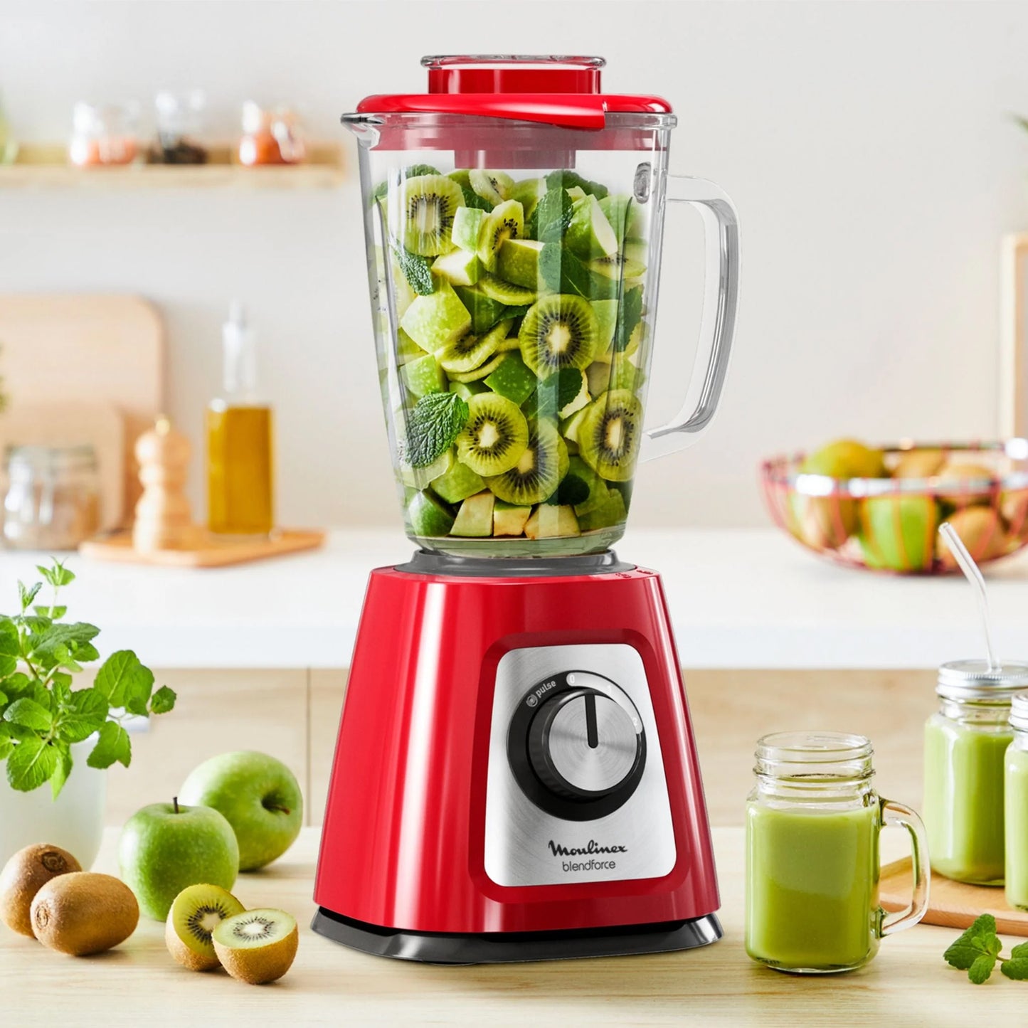 Moulinex Blendforce 2 800W Glass Jug Blender Red