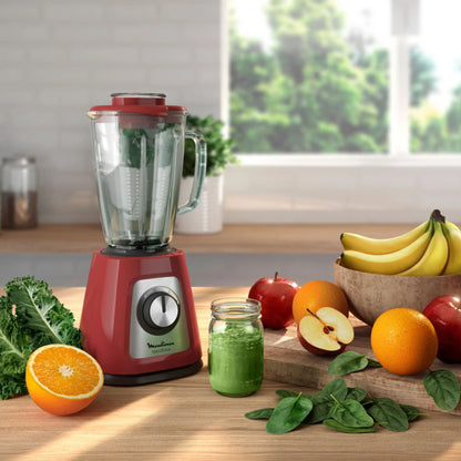 Moulinex Blendforce 2 800W Glass Jug Blender Red