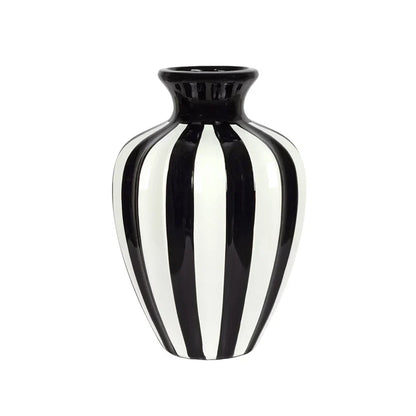 Urban Decor 35cm Striped Vase Black & White