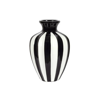 Urban Decor 28cm Striped Vase Black & White