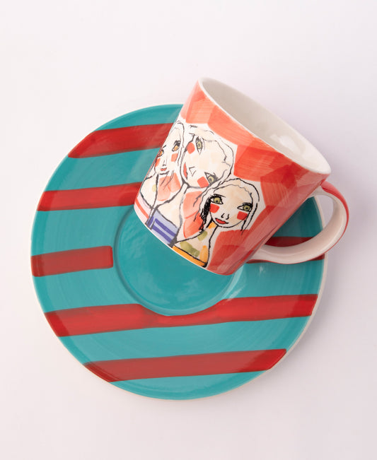 Olivia Treasure Friendships Cup & Saucer - Orange